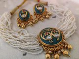 DESIGNER FINEST QUALITY INLAY WORK CHOKER WITH EARRINGS