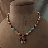 NAVRATAN AND CZ STONE NECKLACE WITH EARRINGS