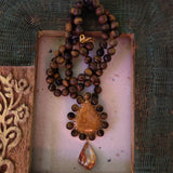WEAR ME EXCLUSIVE SEMI PRECIOUS STONE PENDANT WITH REAL TIGER EYE STRING NECKPIECE