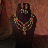 EXCLUSIVE MULTI COLOR SEMI PRECIOUS STONE NECKLACE WITH EARRINGS