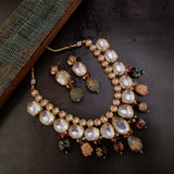 FINEST QUALITY KUNDAN CHOKER WITH SEMI PRECIOUS STONE HANGINGS AND EARRINGS