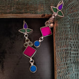 TRIBAL EARRINGS AND RING SET IN COLORED GLASS WORK