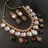 FINEST QUALITY KUNDAN CHOKER WITH SEMI PRECIOUS STONE HANGINGS AND EARRINGS