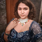 EXCLUSIVE FINEST QUALITY POLKI KUNDAN CHOKER WITH EARRINGS