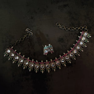 EXCLUSIVE TRIBAL SILVER CHOKER WITH EARRINGS