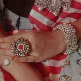 STONE AND KUNDAN RING (ADJUSTABLE)