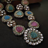 EXCLUSIVE FINEST QUALITY MULTICOLOR STONE NECKLACE WITH EARRINGS
