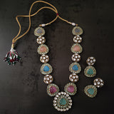 EXCLUSIVE FINEST QUALITY MULTICOLOR STONE NECKLACE WITH EARRINGS