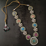 EXCLUSIVE FINEST QUALITY MULTICOLOR STONE NECKLACE WITH EARRINGS