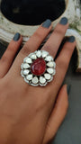 SILVER STONE RING (ADJUSTABLE)