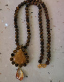 WEAR ME EXCLUSIVE SEMI PRECIOUS STONE PENDANT WITH REAL TIGER EYE STRING NECKPIECE