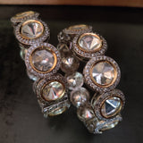 FINEST QUALITY REAL GOLD PLATED POLKI KUNDAN BANGLE (PAIR)