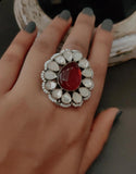 SILVER STONE RING (ADJUSTABLE)