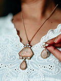 EXCLUSIVE CARVED MOONSTONE KUNDAN DROP PENDANT SET