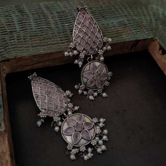 TRIBAL SILVER PLATED EARRINGS