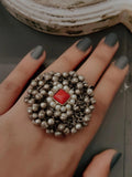 STONE AND KUNDAN RING (ADJUSTABLE)