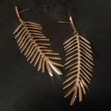 DESIGNER GOLD PLATED STAINLESS STEEL LEAF EARRING