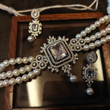 DESIGNER CZ STONE NECKLACE WITH EARRINGS