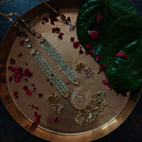 EXCLUSIVE ROSE QUARTZ KUNDAN JADAU PENDANT WITH SEMI PRECIOUS STONE STRING AND HANGINGS