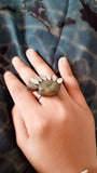 REAL LABRADORITE AND MOTHER OF PEARL RING