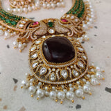 EXCLUSIVE PEACOCK DESIGN VICTORIAN CHOKER WITH EARRINGS
