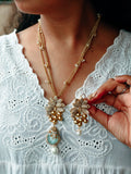 Classic CZ Floral Pendant Set with Pearl Drops
