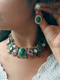 Exclusive Multi-Colour Semi-Precious Stone Choker Set
