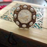 MOON STONE AND PEARL COCKTAIL RING