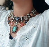 ROYAL NAVRATNA POLKI STATEMENT NECKLACE SET WITH MATCHING EARRINGS