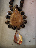WEAR ME EXCLUSIVE SEMI PRECIOUS STONE PENDANT WITH REAL TIGER EYE STRING NECKPIECE