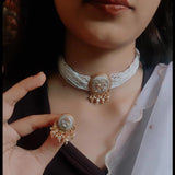 DESIGNER FINEST QUALITY INLAY WORK CHOKER WITH EARRINGS