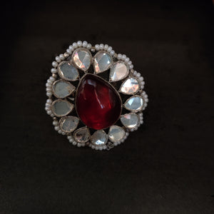 SILVER STONE RING (ADJUSTABLE)