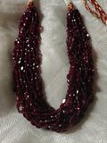 MULTI-STRAND GARNET BEADED CHOKER NECKLACE
