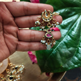 EXCLUSIVE ROSE QUARTZ KUNDAN JADAU PENDANT WITH SEMI PRECIOUS STONE STRING AND HANGINGS