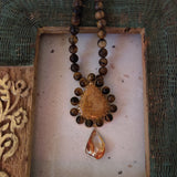 WEAR ME EXCLUSIVE SEMI PRECIOUS STONE PENDANT WITH REAL TIGER EYE STRING NECKPIECE