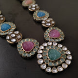 EXCLUSIVE FINEST QUALITY MULTICOLOR STONE NECKLACE WITH EARRINGS