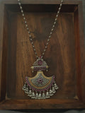Silver Plated Tribal Necklace In Antique Finish Necklace