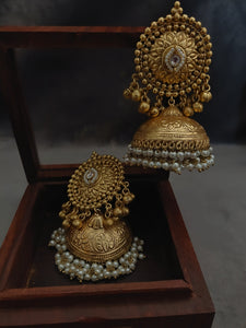 Temple Long Statement Jhumkas Earrings