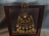 Statement Polki Kundan Earrings In Antique Gold Finish Earrings
