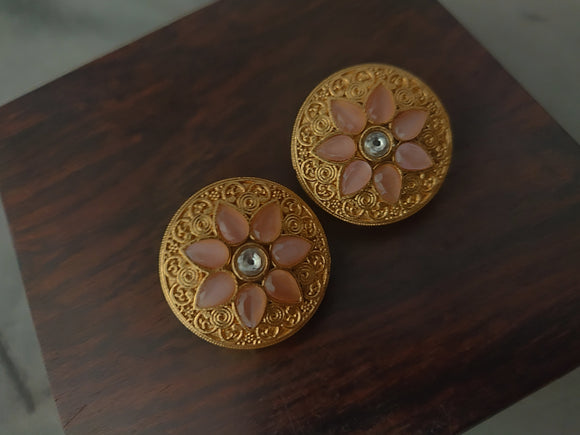 Statement Studs In Real Gold Finish Earrings