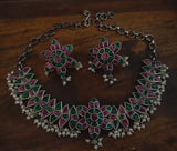 Silver Plated Necklace With Earrings Necklace