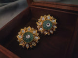Carved Stone Kundan Earrings And Ring Set Earrings