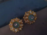Carved Stone Kundan Earrings And Ring Set Earrings
