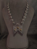Silver Plated Tribal Necklace With Studs In Dual Tone Finish Necklace