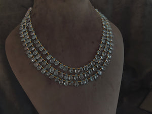 Faceted Aquamarine 3 Layer String In Finest Quality Stones Necklace