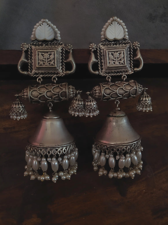 Silver Plated Statement Tribal Earrings Earrings