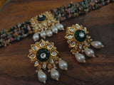 Carved Stone Kundan Choker With Real (Tourmaline) String Necklace