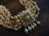 Carved Stone Kundan Choker With Real String Necklace