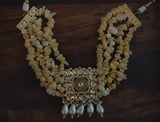 Carved Stone Kundan Choker With Real String Necklace