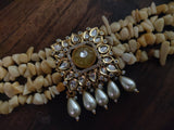 Carved Stone Kundan Choker With Real String Necklace
